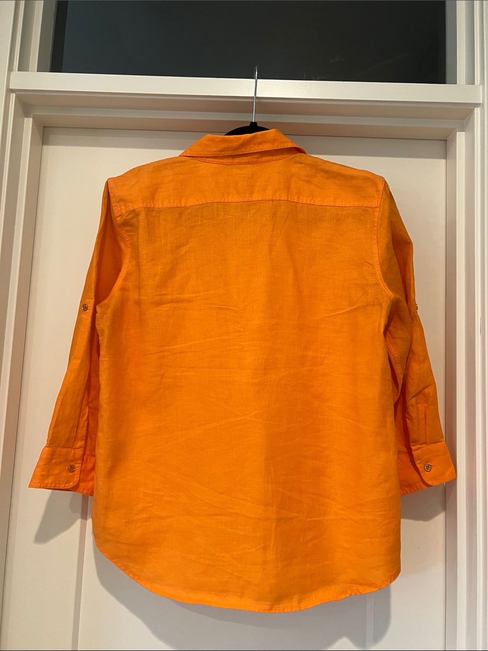 Lauren Ralph Lauren Orange Linen Button-Front Petite Top - Picture 3 of 3